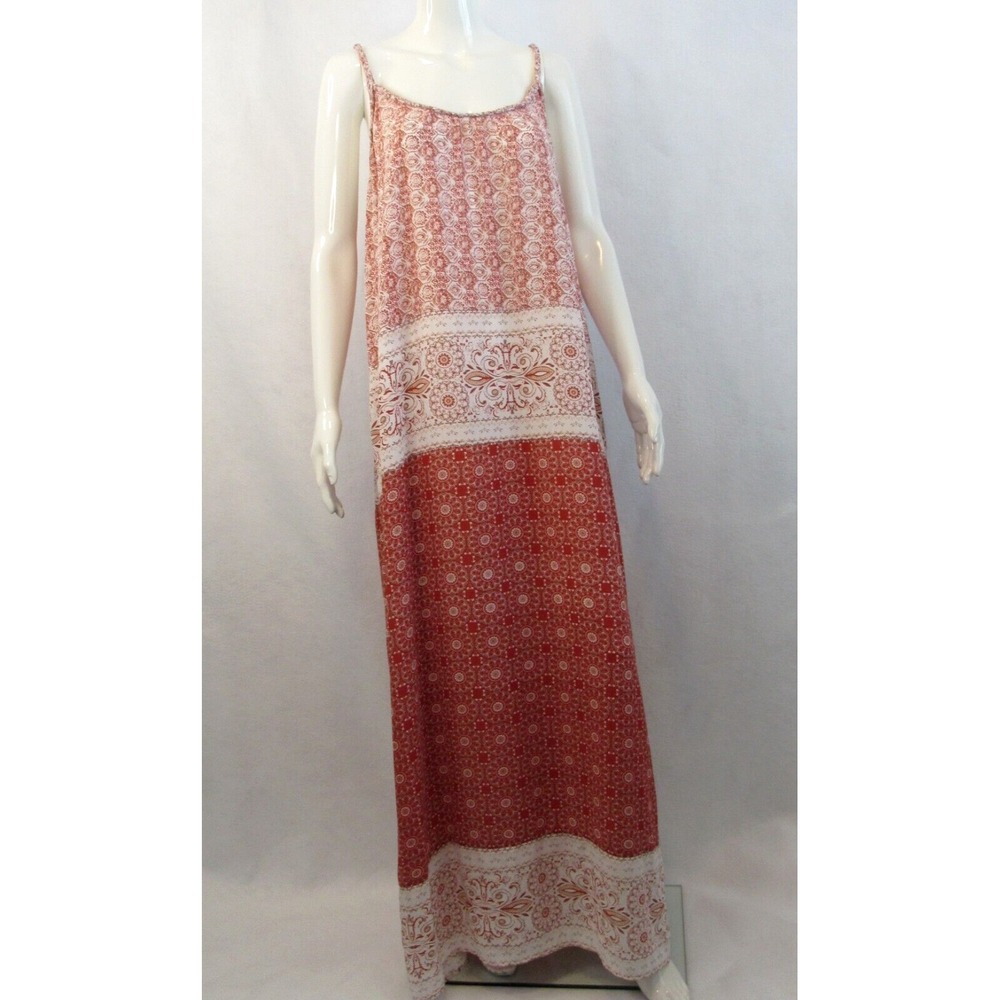 Knox Rose Floral Sleeveless Maxi Dress with Tassel Tie Peasant Boho SZ XXL